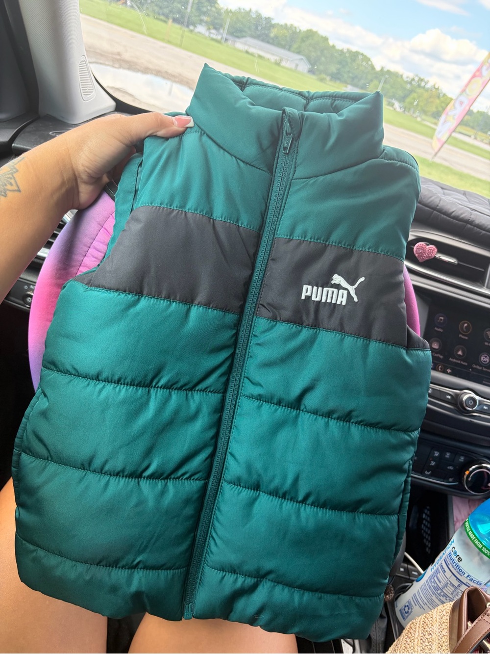Puma Teal and Black Kids Quilted Puffer Vest